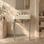 Lavabo de console de salle de bain cannelé avec cuve intégrée à surface solide, pieds en métal rétro et barre à serviettes-1966015440-1966015455
