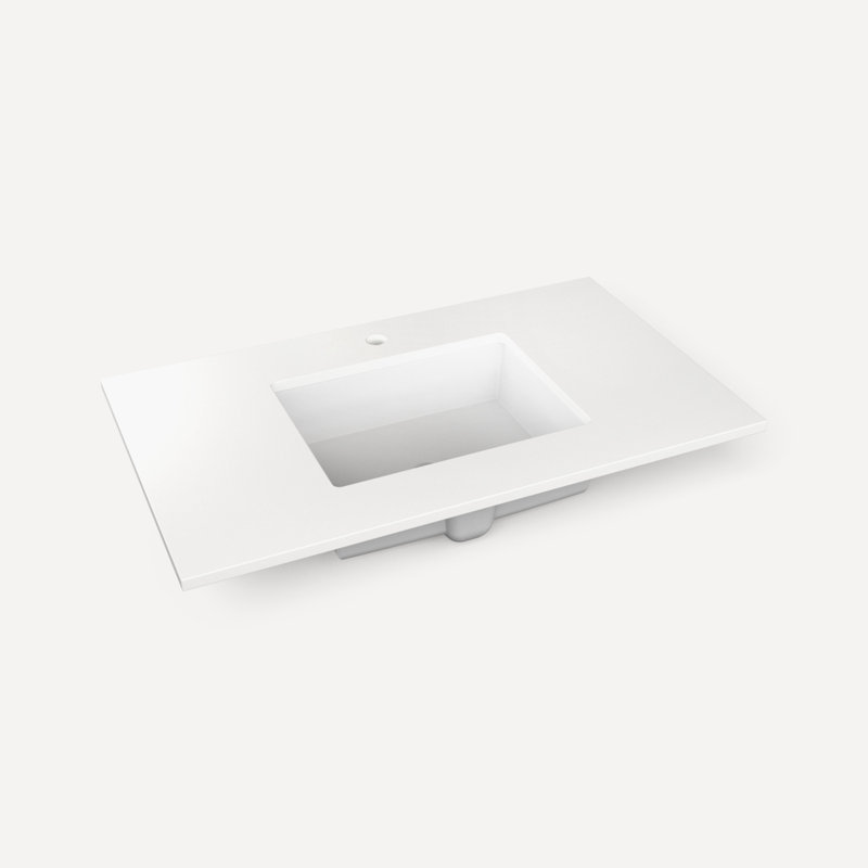 Meuble-lavabo 36 po avec comptoir en quartz Quartz, Quartz blanc, Sable, Monotrou