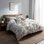 Ensemble de literie moderne 5 pièces - Ensemble de housse de couette à motif floral cachemire beige et gris scandinave
