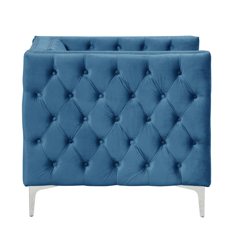 Nasteho Velvet Armchair, Royal Blue Velvet