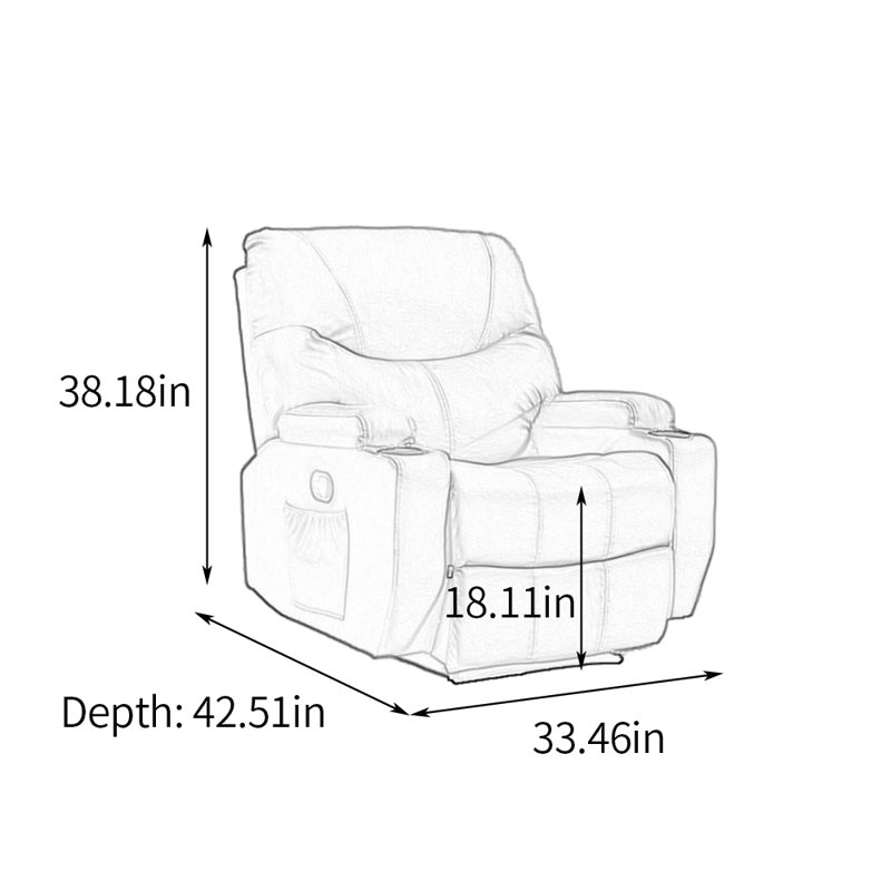 Fauteuil inclinable de salon confortable avec porte-gobelet, Brun