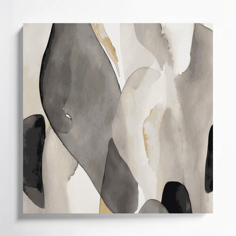 Abstrait aquarelle 63, art mural sur toile grise, H 12 po x l 12 po