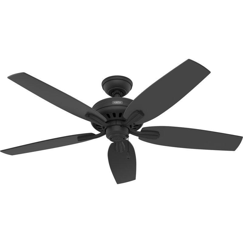 Newsome 52" 5 - Blade Traditional Indoor Ceiling Fan with Pull Chain, Matte Black