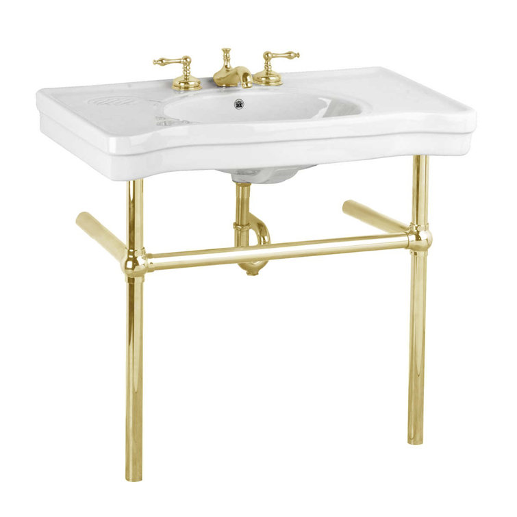 The Renovators Supply Inc. 30'' Tall White Porcelain Circular Console Bathroom Sink with Overflow