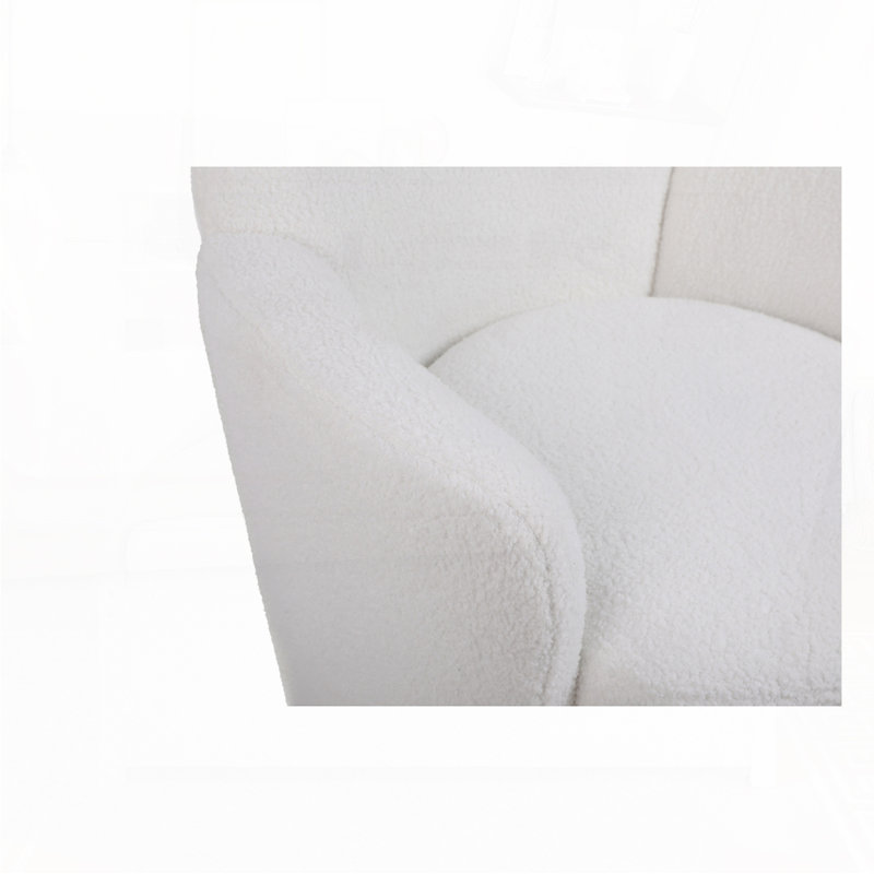 Fauteuil demi-tonneau pivotant, Ours en peluche ivoire