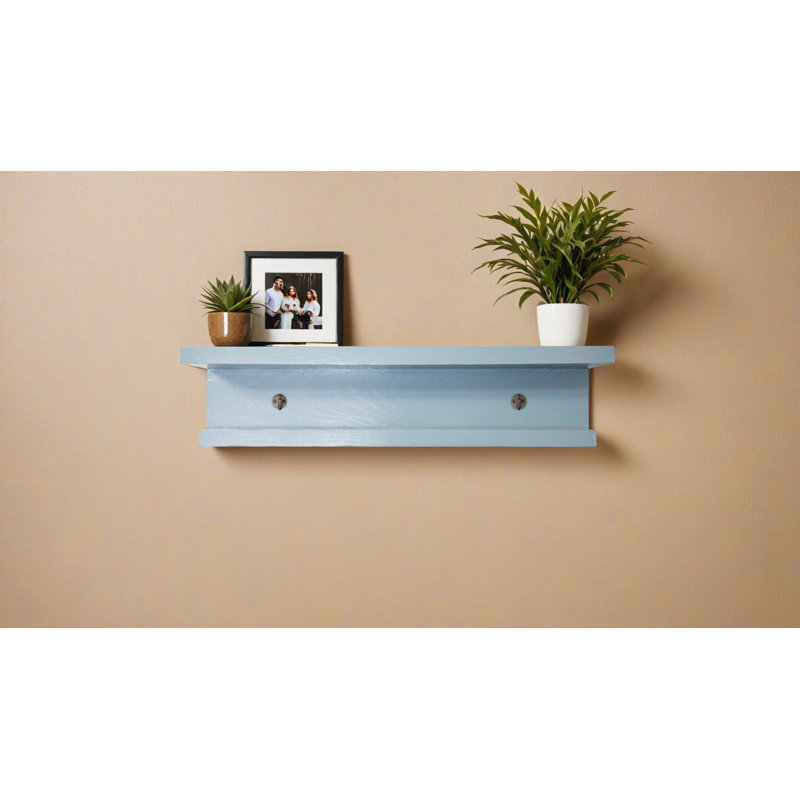 Rayne 3 Piece Oak Shelves With Hooks, 6.75" H x 24" W x 6" D