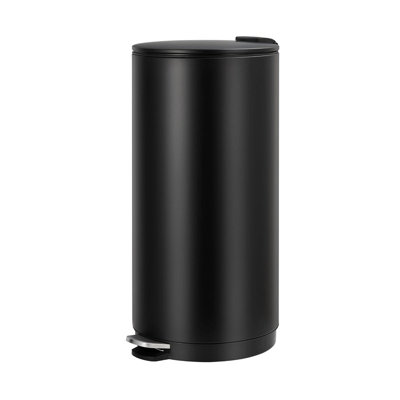 8 Gallon Stainless Steel Trash Can, Step-on Garbage Bin with Soft-Close Lid & Removable Bucket
