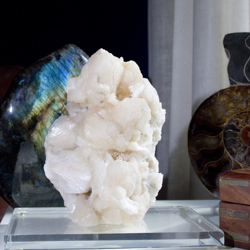 Huge Stilbite Crystal Cluster. Acrylic Mounted.