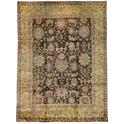 Wool Oriental Area Rug in Dark Gray/Khaki