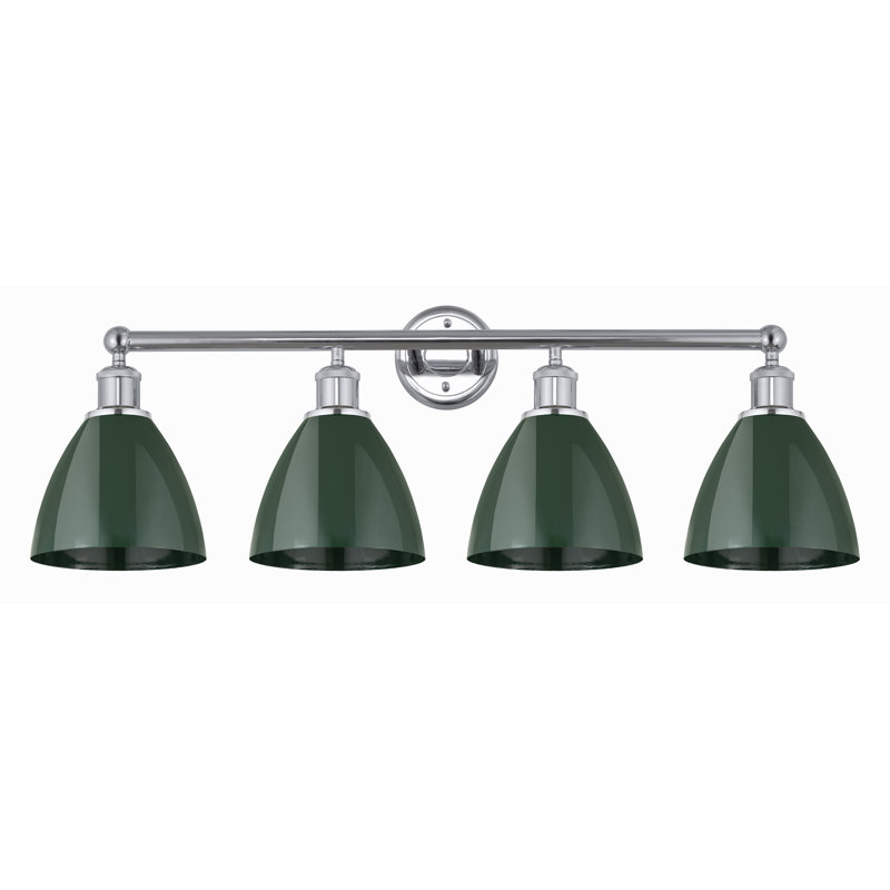 Éclairage pour meuble-lavabo à 4 lumières à intensité variable Amylee, Chrome poli, Vert