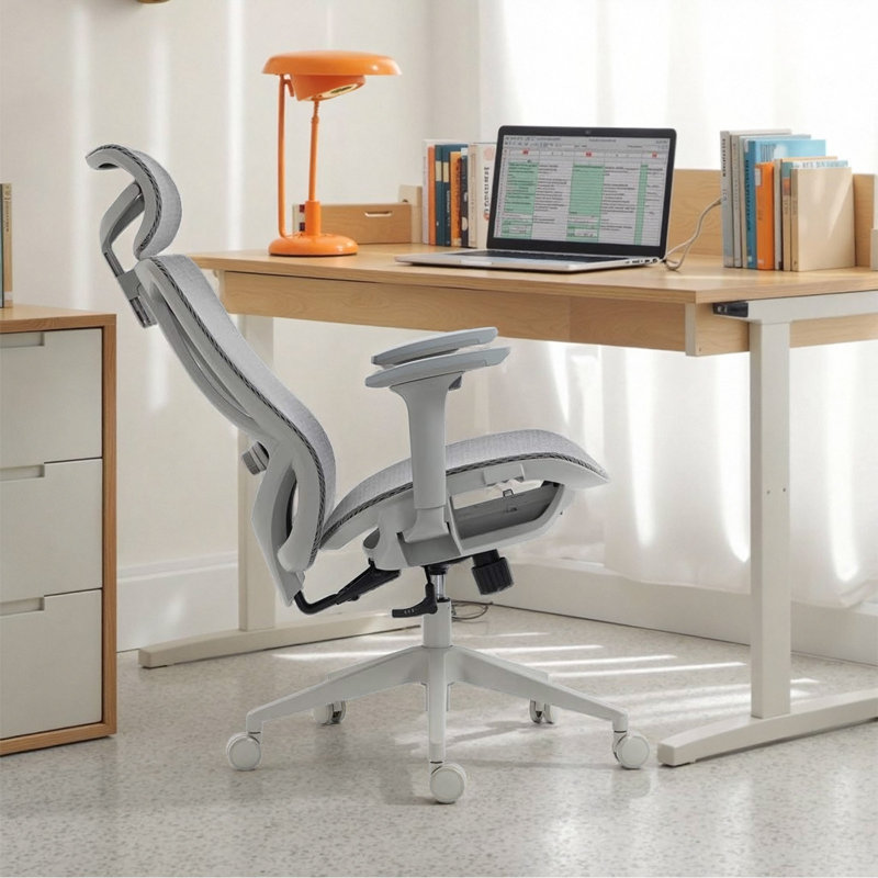 AeroErgo Ergonomic Mesh Office Chair with Adjustable Headrest and Lumbar Support, Gray, Gray