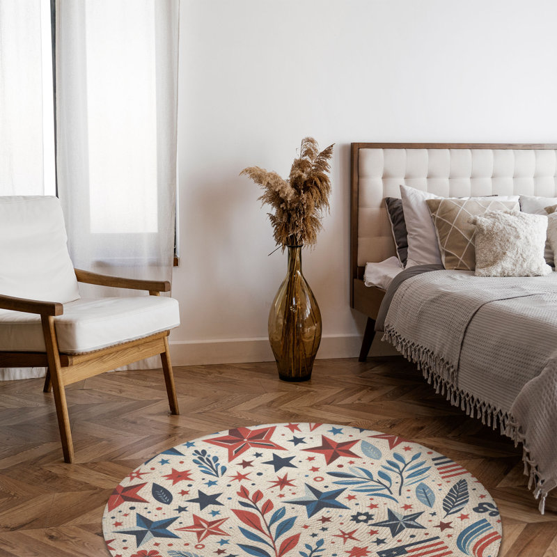Tapis tressé Starry Flag, Rond 5 pi