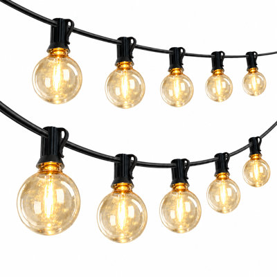 98 ft. 50 Outdoor G40 Globe String Lights with 1 Spare Bulb, IP65 Waterproof Shatter-Resistant Connectable E12 Patio Lights