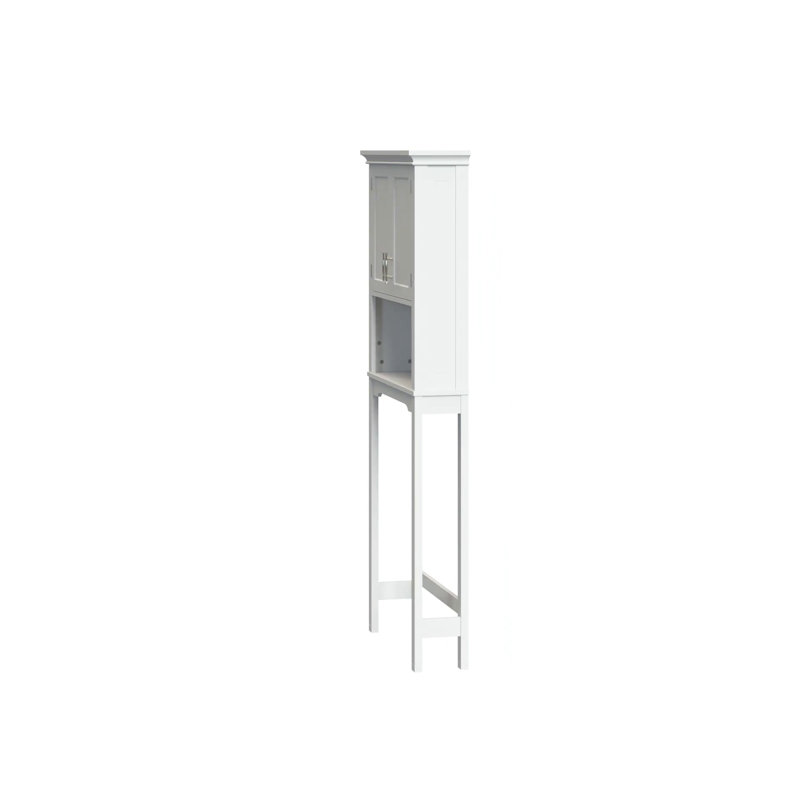 Transitional Gray Engineered Wood Over-the-Toilet Storage with Adjustable Shelves