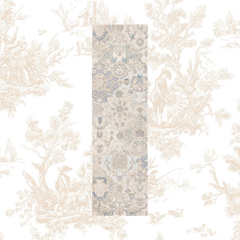 Tapis oriental gris / bleu en laine touffeté à la main Aurelijus, Tapis de couloir 2 pi 3 po x 16 pi