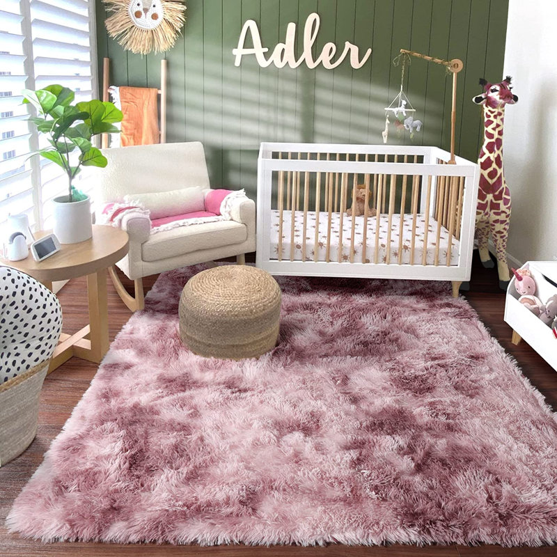 Tapis rose à poils longs Darric, Rectangle 6 pi x 8 pi