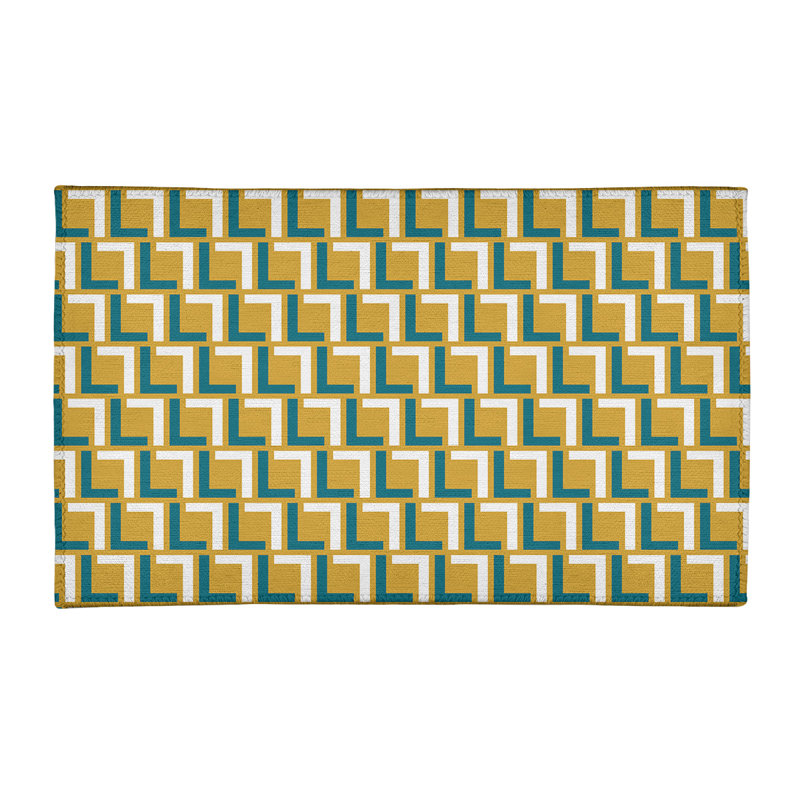 Tapis géométrique jaune / vert / blanc, Rectangle 4 pi x 6 pi