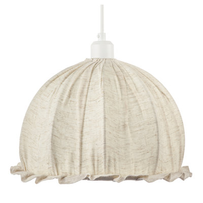 Linen Fabric Covered Ruffled Dome Shaped Ceiling Pendant Light Shade By 