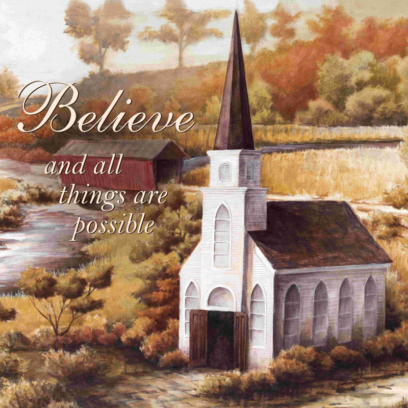 Believe Church - peinture sur toile tendue, H 12 po x l 12 po