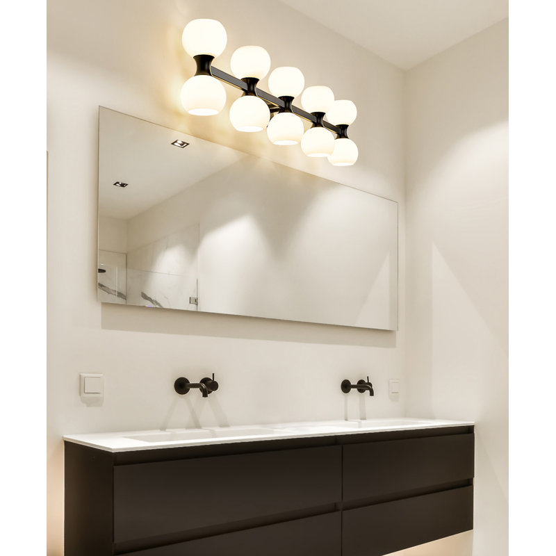 Éclairage pour meuble-lavabo à intensité variable 10 lumières Alvina, Noir mat