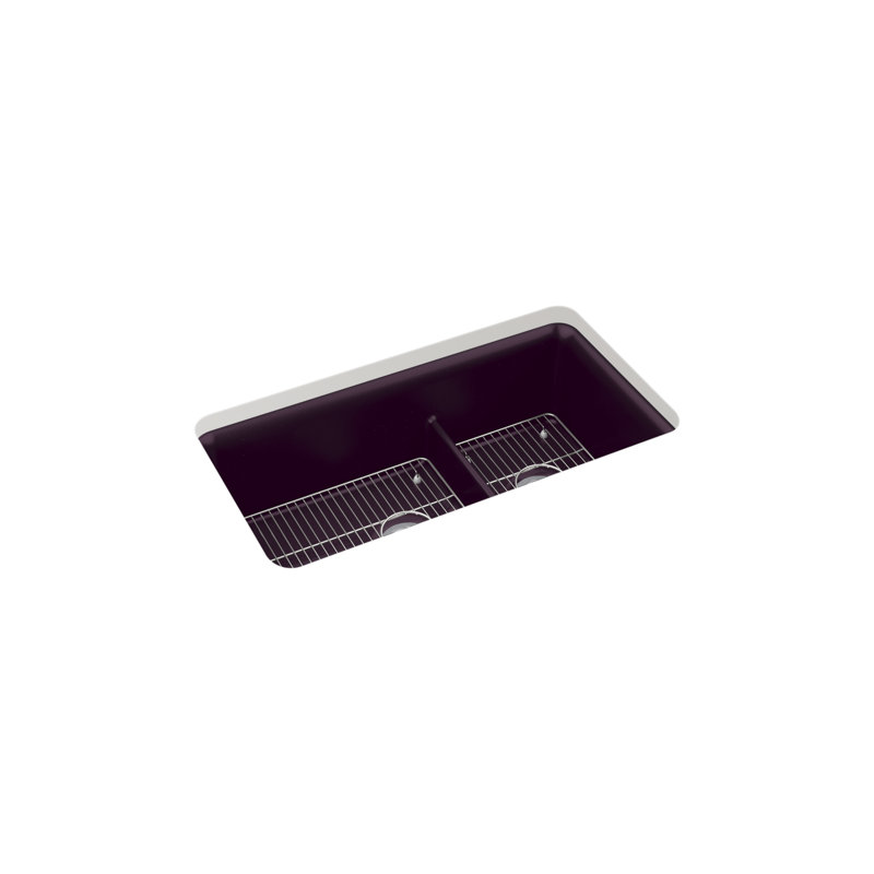 Cairn Smart Divide 33-1/2" Undermount Kitchen Sink, Dark Red