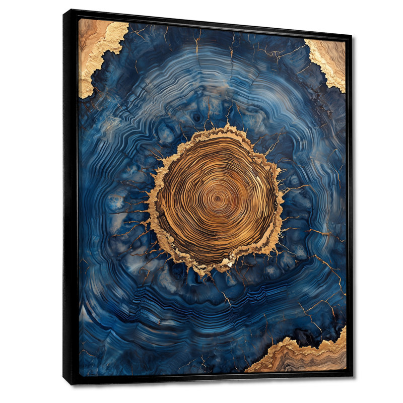 Décoration murale Gilio Aqua Geode et glissade en bois Spiral III - cristaux, Noir, Impression encadrée sans passe-partout