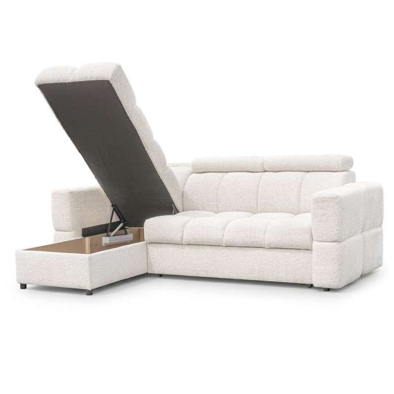 4 Seater Corner Sofa, cream Polyester Blend