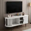 Meuble télé, console de télévision moderne 47 po avec compartiment de rangement et porte coulissante, centre de jeu avec armoire de jeu-131636672