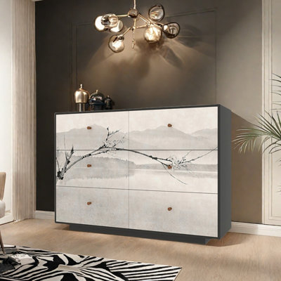 Buffet 47,2 po à six tiroirs commode