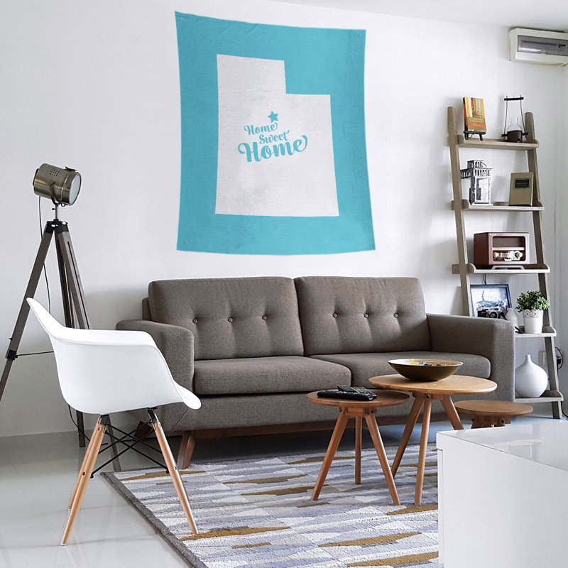 Tapisserie murale Home Sweet Provo, H 27,5 po x l 37,5 po, Bleu sarcelle