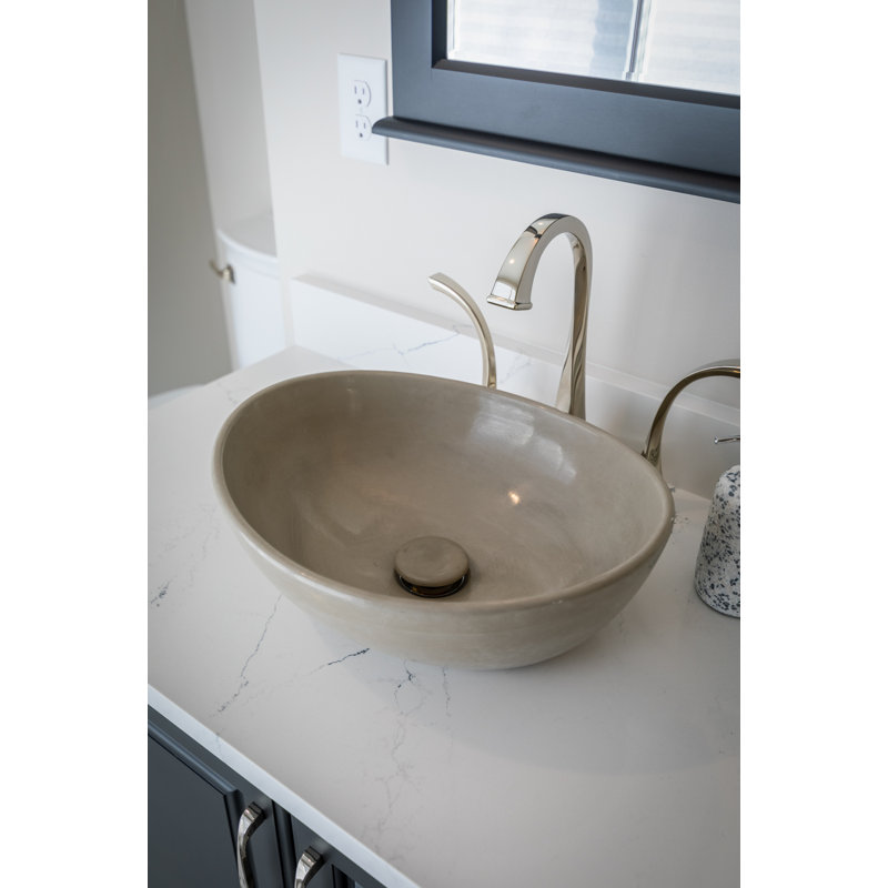 Eden Bath 13.4'' Concrete Oval Bathroom Sink, Light Earthen Gray