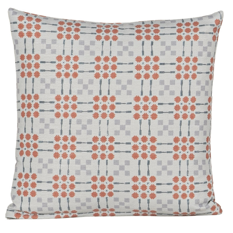 Gridwork Geometric Accent Pillow, Square 18", Feather, Blue