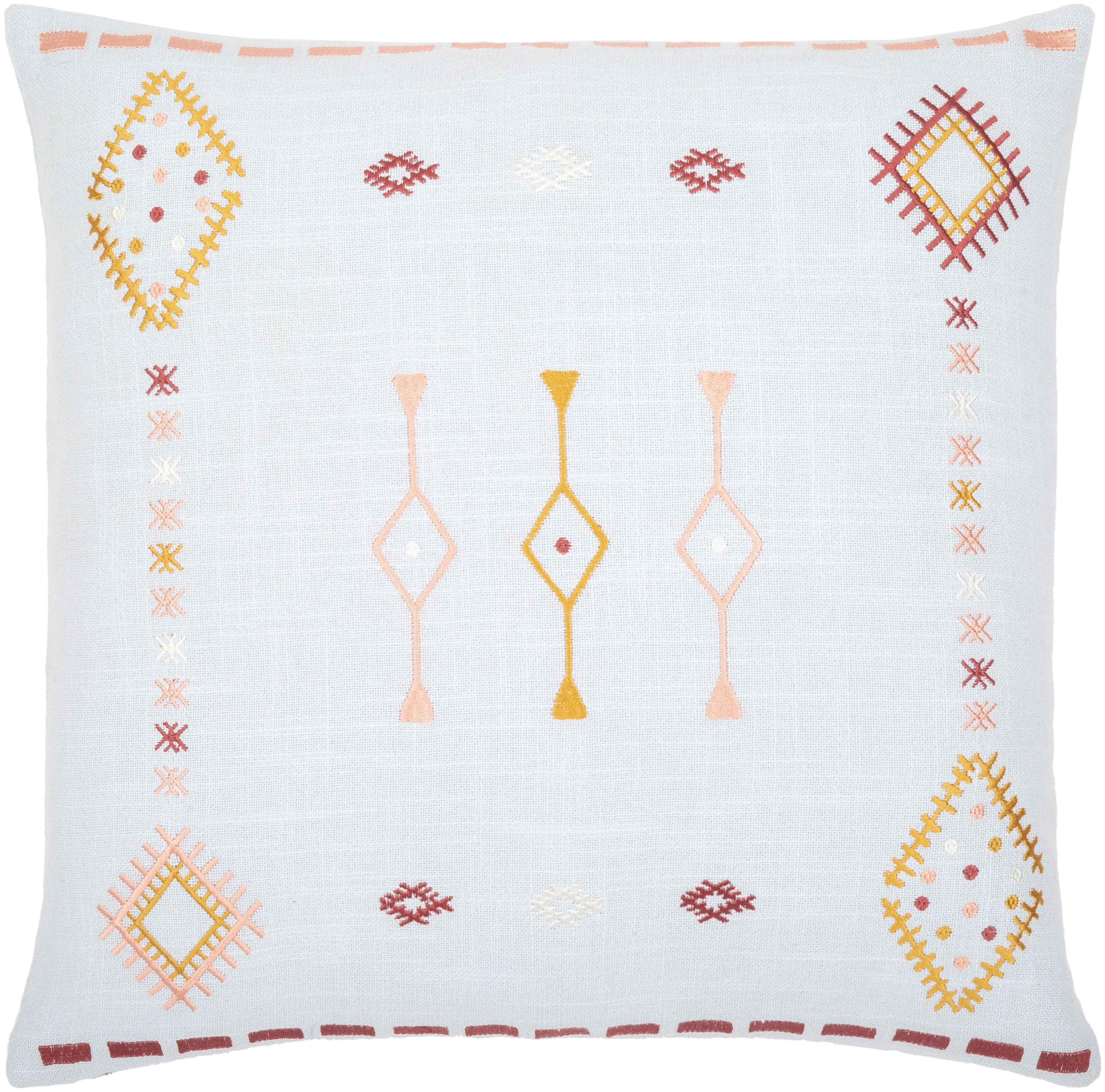 Moroccan Embroidered Pillow Covers 18x18, Set Of 2