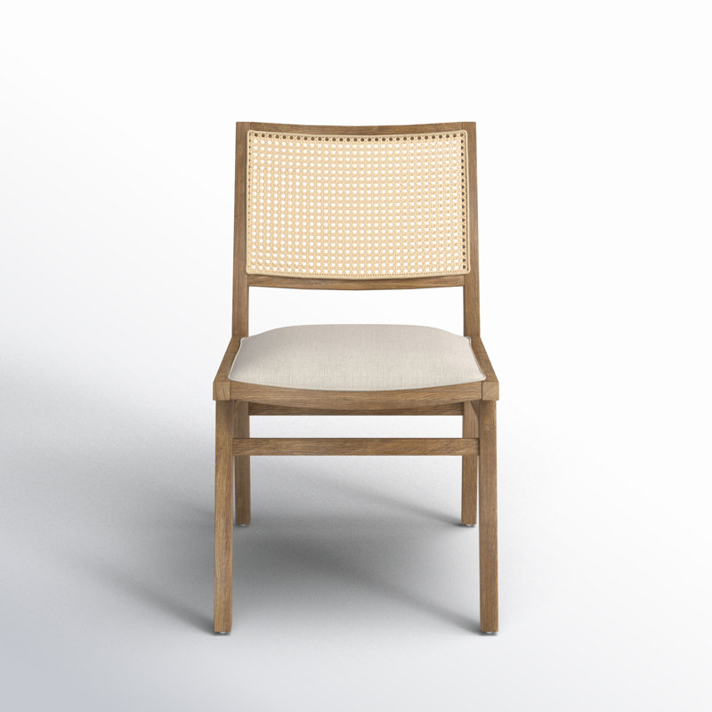 Sage Upholstered Dining Chair, Cream Flax Polyester Blend, Toasted Oak