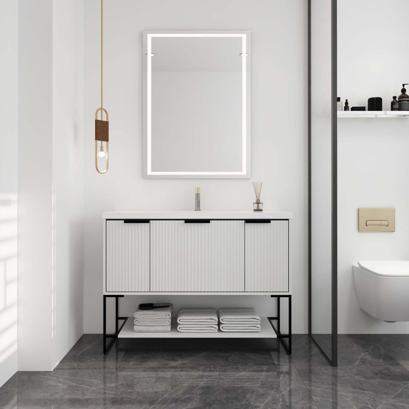 Meuble-lavabo autoportant de 48 po avec lavabo en résine