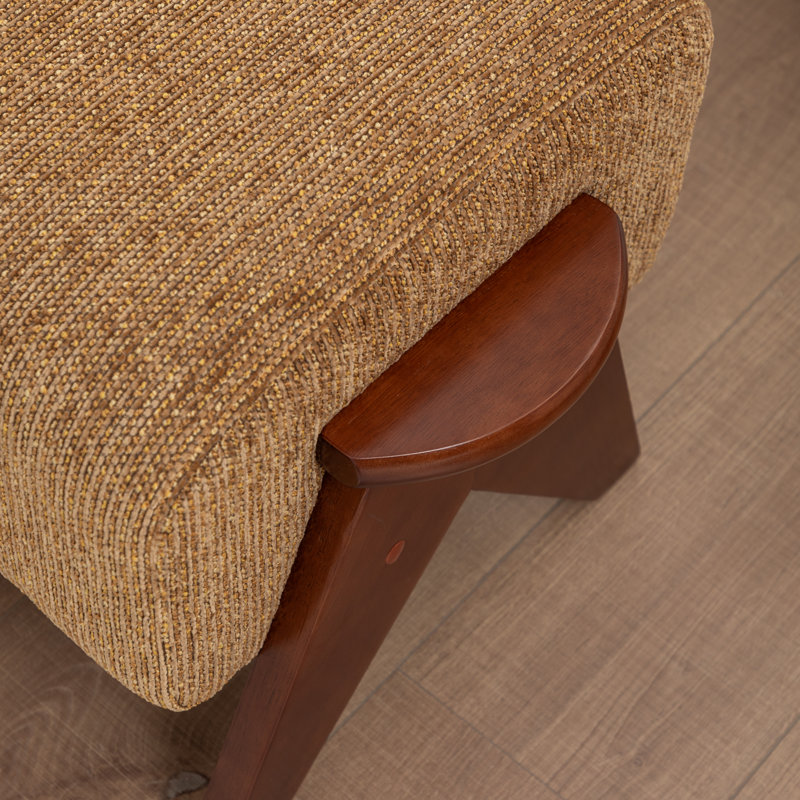 Karsen Upholstered Bench With Solid Wood Leg, Yellow