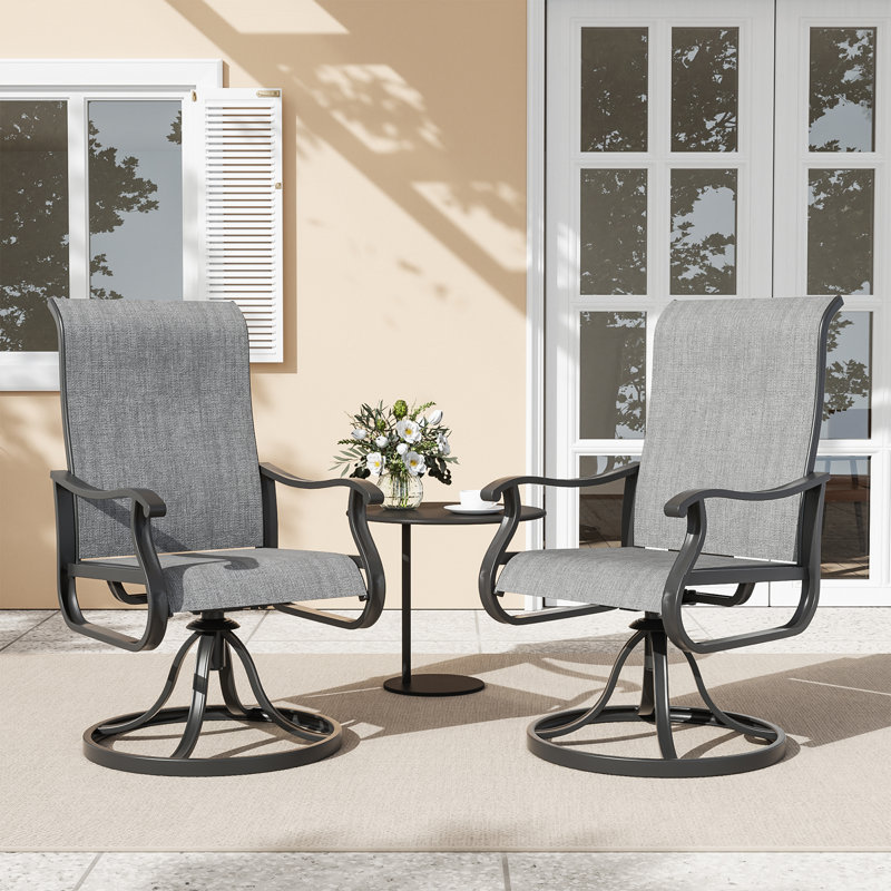 Ensemble de 2 fauteuils de patio pivotants à dossier haut Avionce, Gris
