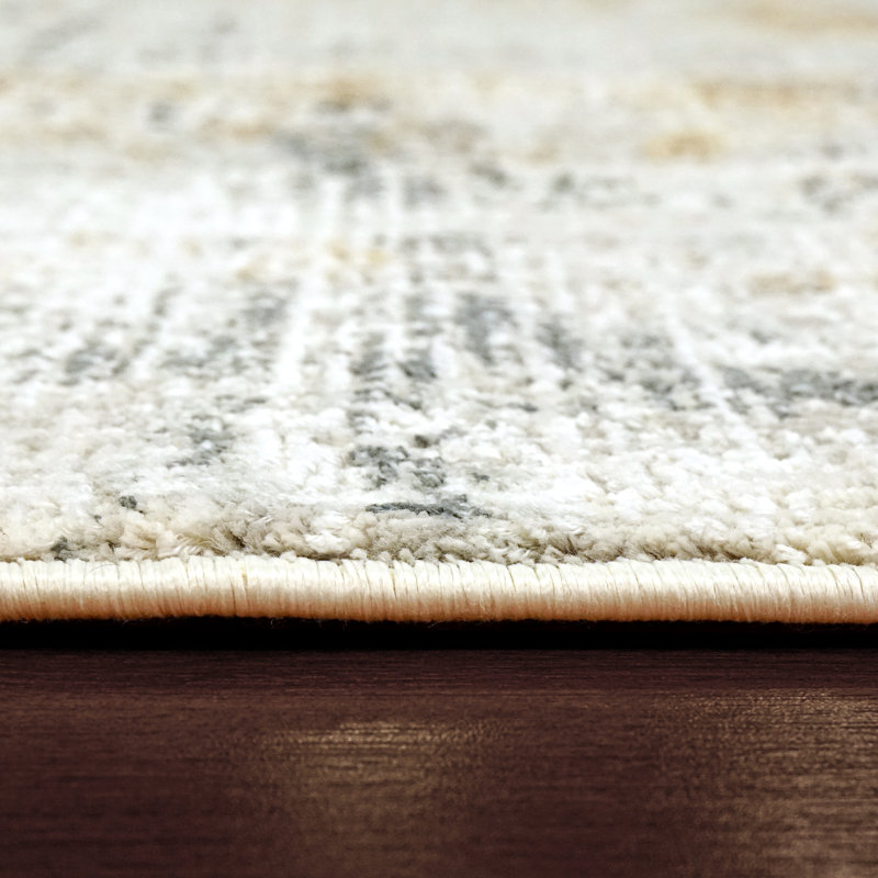 Tapis ivoire / ardoise Mulvihill, Rectangle 6 pi 7 po x 9 pi 6 po