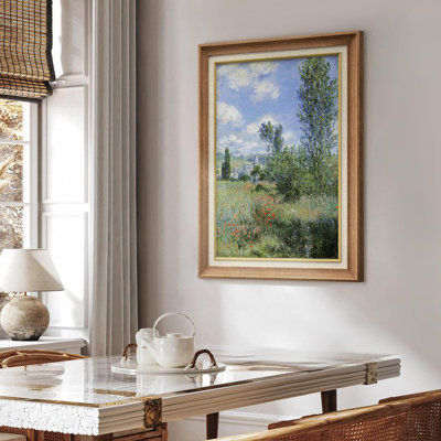 Rustic Countryside " IDEA4WALL Premium Framed Wall Art View Of V?theuil By Claude Monet Historic Cultural Illustrations Impressionism Scenic Colourful Multicolor For Living Room, Bedroom, Office "