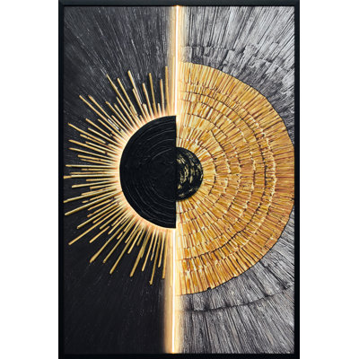 Solar Divide II - 48" x 33" - Hand-Embellished LED Canvas in Frame