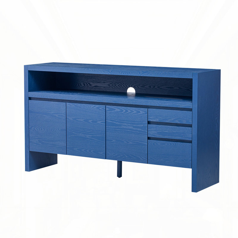 Modern Large Storage Cabinet, Navy Blue