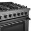Cosmo 36 po Collection Haven Pi. Cuisinière à gaz, 6 brûleurs, four à convection, boutons à DEL, tiroir de rangement, noir mat