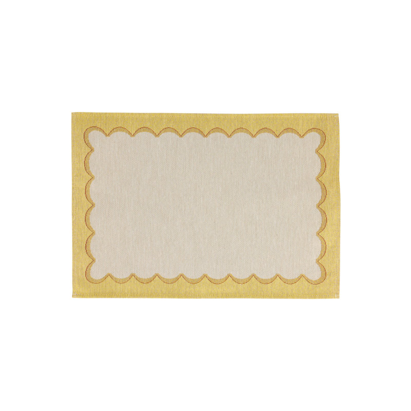 Tavola Scalloped Placemats, Beige/Yellow