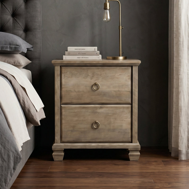 Table de chevet 2 tiroirs Weston H 23 po avec pieds en bois massif Weston (ensemble de 2)