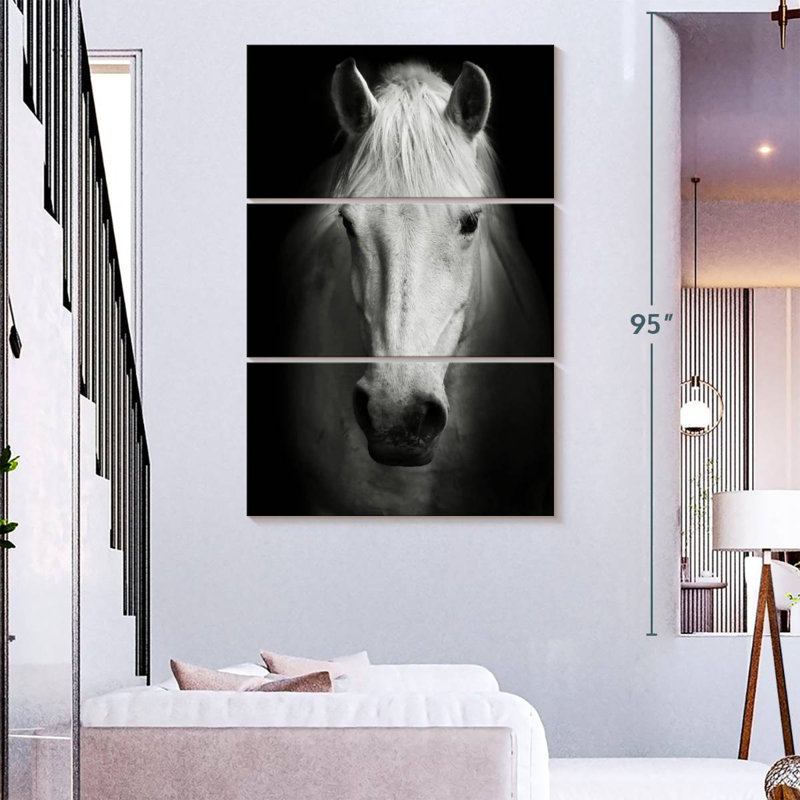 Cheval pur-sang blanc Brampt, H 74 po x l 48 po