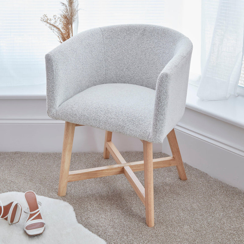 Aayushi 50cm H Polyester Upholstered Armchair in Grey, Pale Oak
