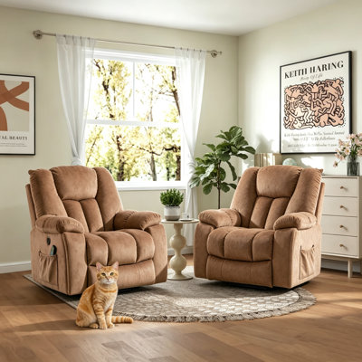 Fauteuil inclinable électrique à massage surdimensionné de 41 po avec coussin chauffant ultra doux et ensemble de 2