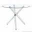 Table de salle à manger ronde en verre convenant à 2 à 4 personnes: diamètre 39 pouces, hauteur 30 pouces, structure en métal argenté en forme de X, très appropriée pour les restaurants, les cuisines et les petits espaces, élégante et pratique.-129390052