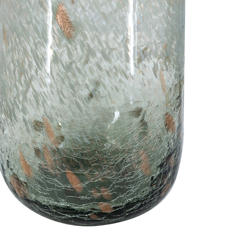 Decorative Glass Vase With Smoked Gray And Brown Design, 11.8"