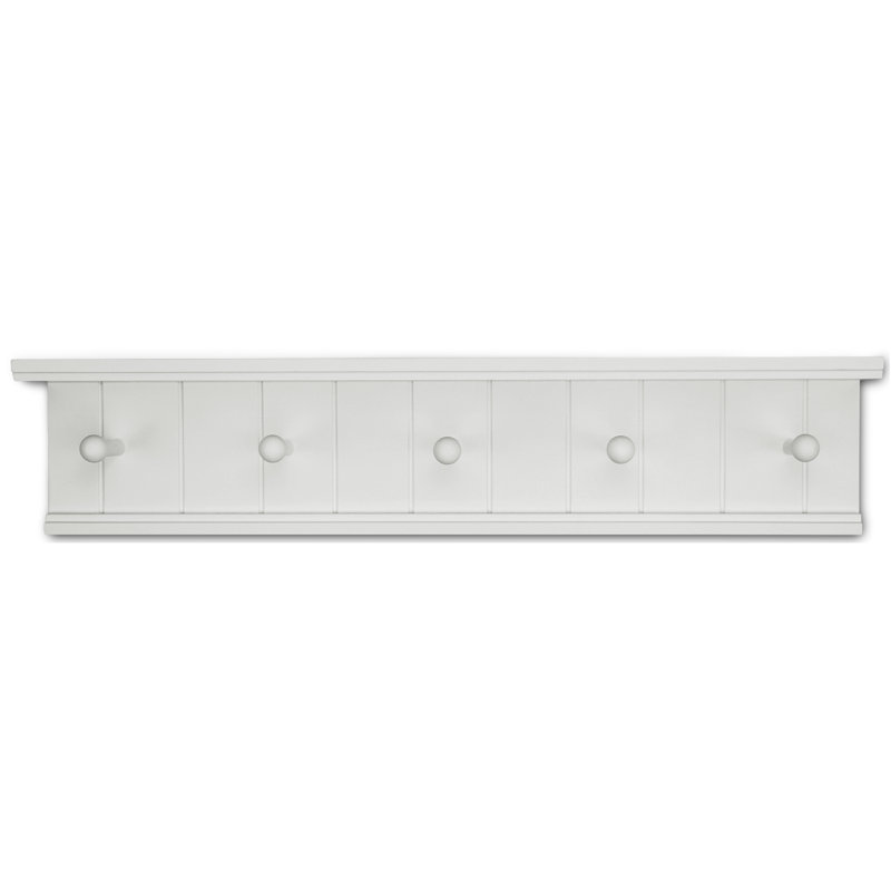 5 - Hook Wall Mounted Coat Rack, White